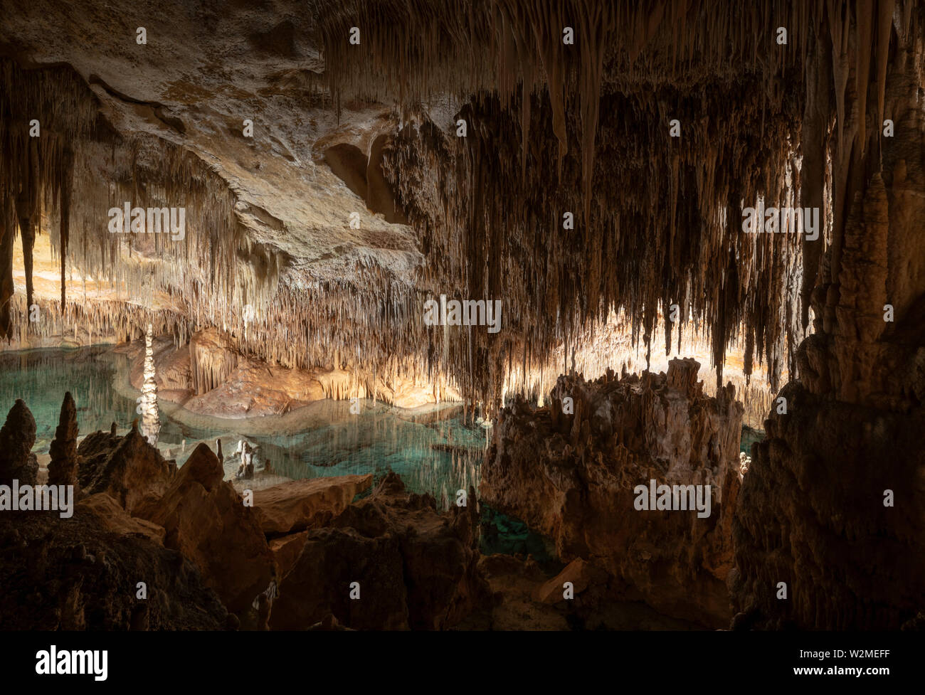 Porto Christo, Mallorca, criques del Drac, Drachenhöhle, Stalaktiten unterirdischer Voir mit Banque D'Images