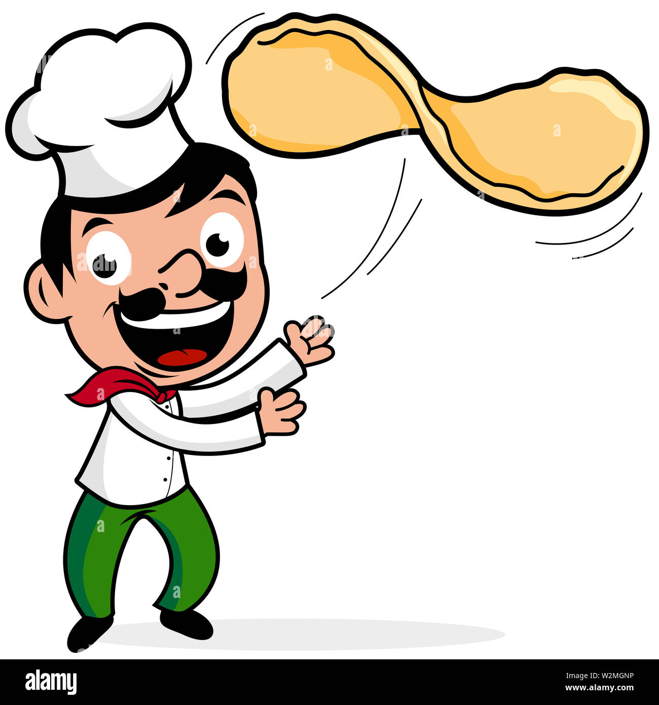 Cartoon illustration d'un chef italien de prendre une pizza, jetant la pâte  à pizza Photo Stock - Alamy