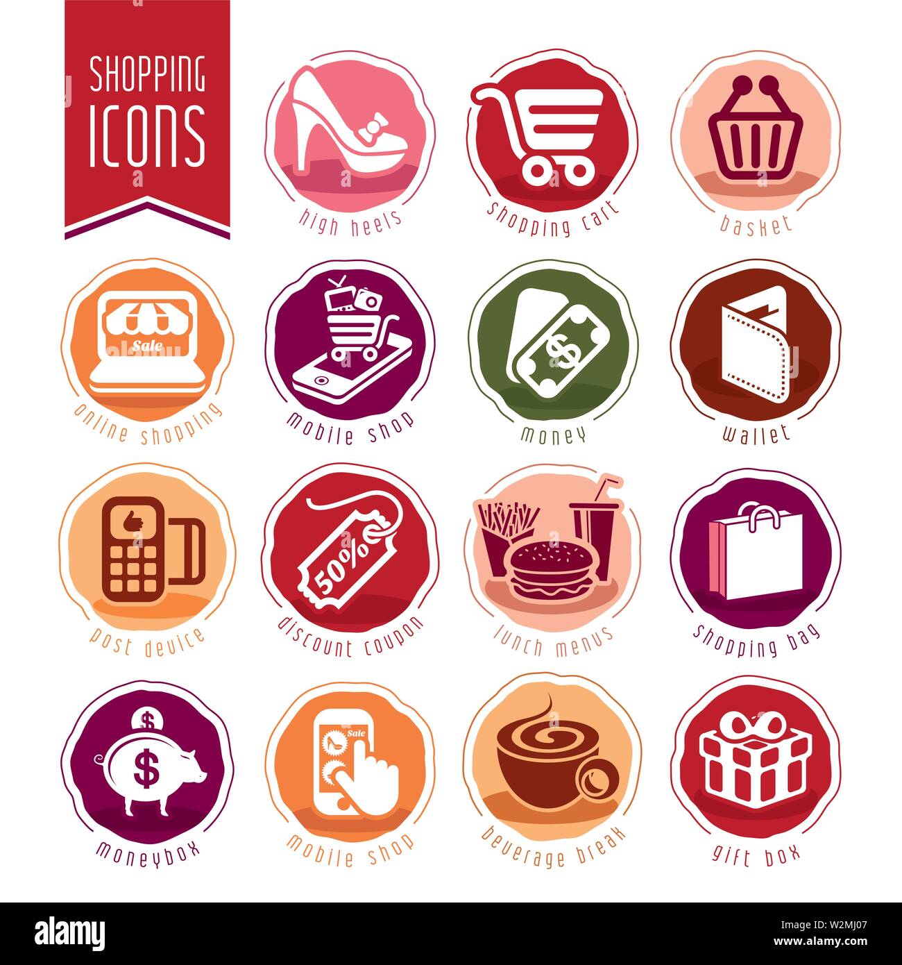 Shopping icon set Illustration de Vecteur