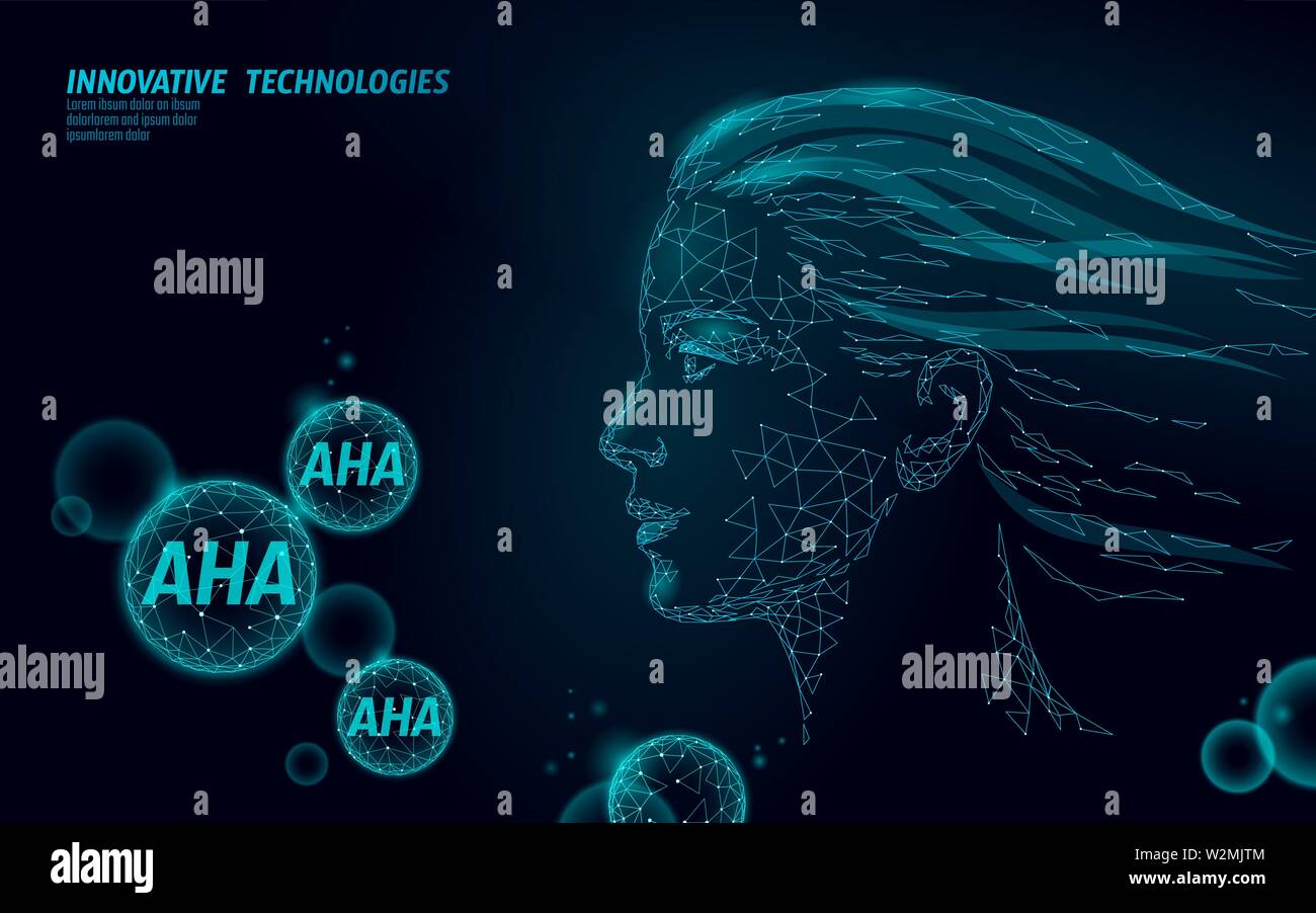 Salon de beauté peeling aux acides de fruits. Visage de femme AHA glycolic acide lactique Exfoliant visage anti-âge sérum de rajeunissement. Santé médical Traitement de la peau Illustration de Vecteur