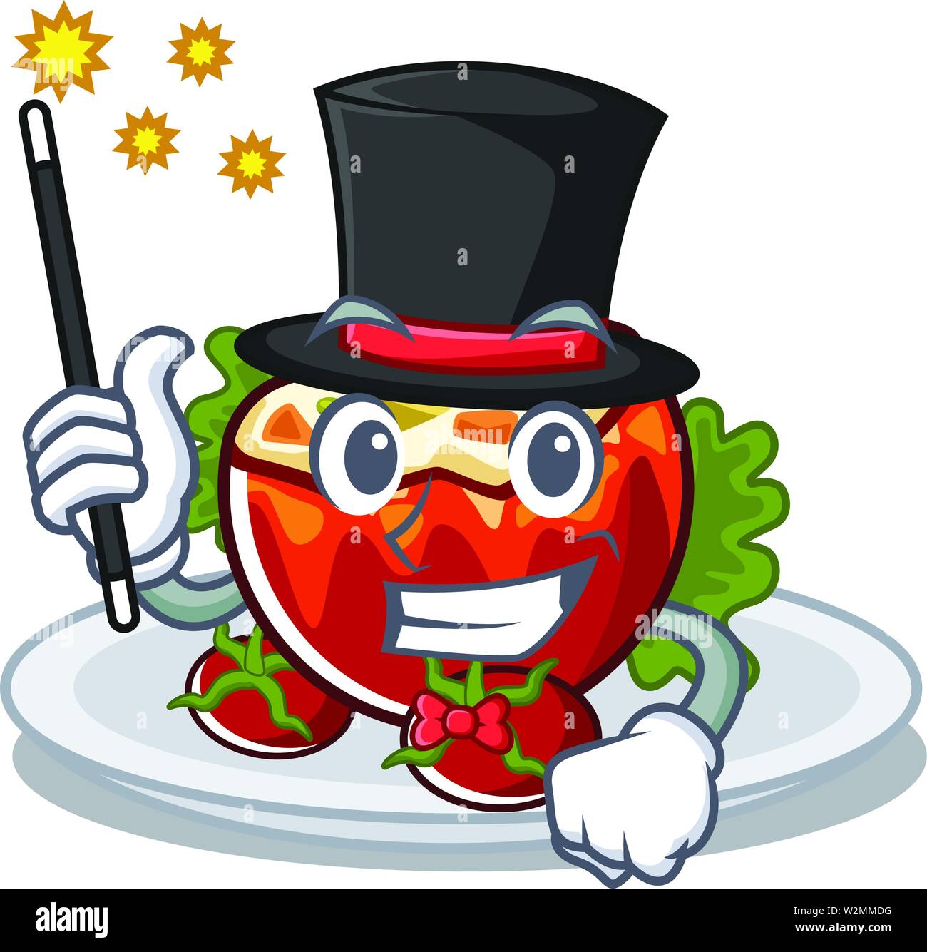 Tomates farcies au magicien dans la forme de dessin animé Illustration de Vecteur