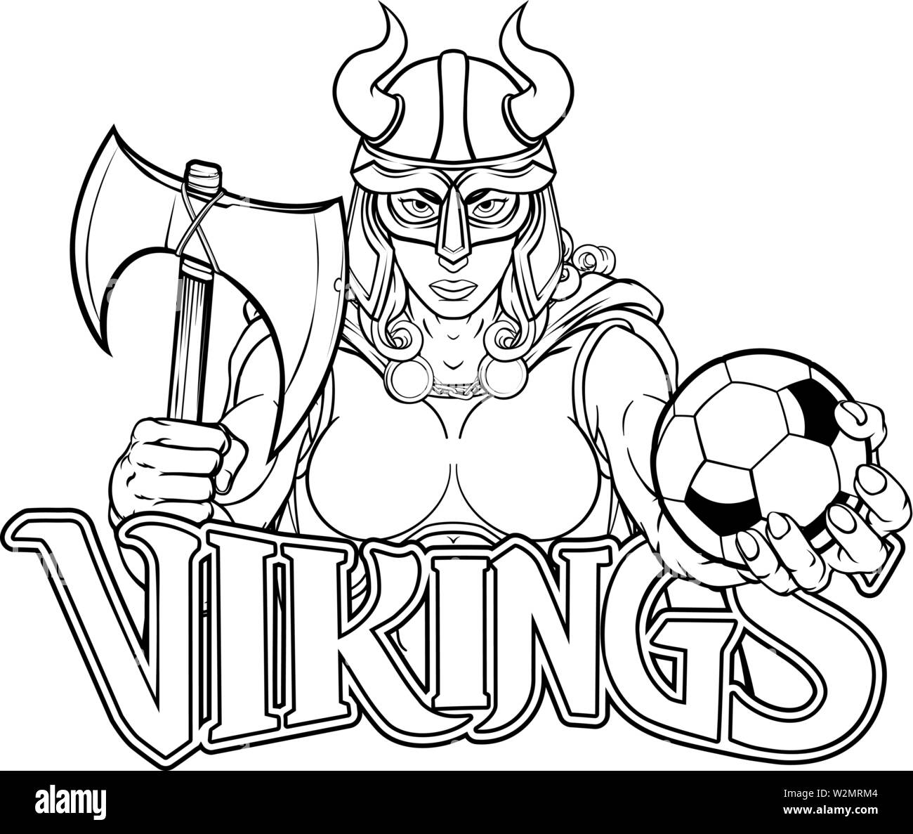 Femme Viking Warrior Football Gladiator Femme Illustration de Vecteur