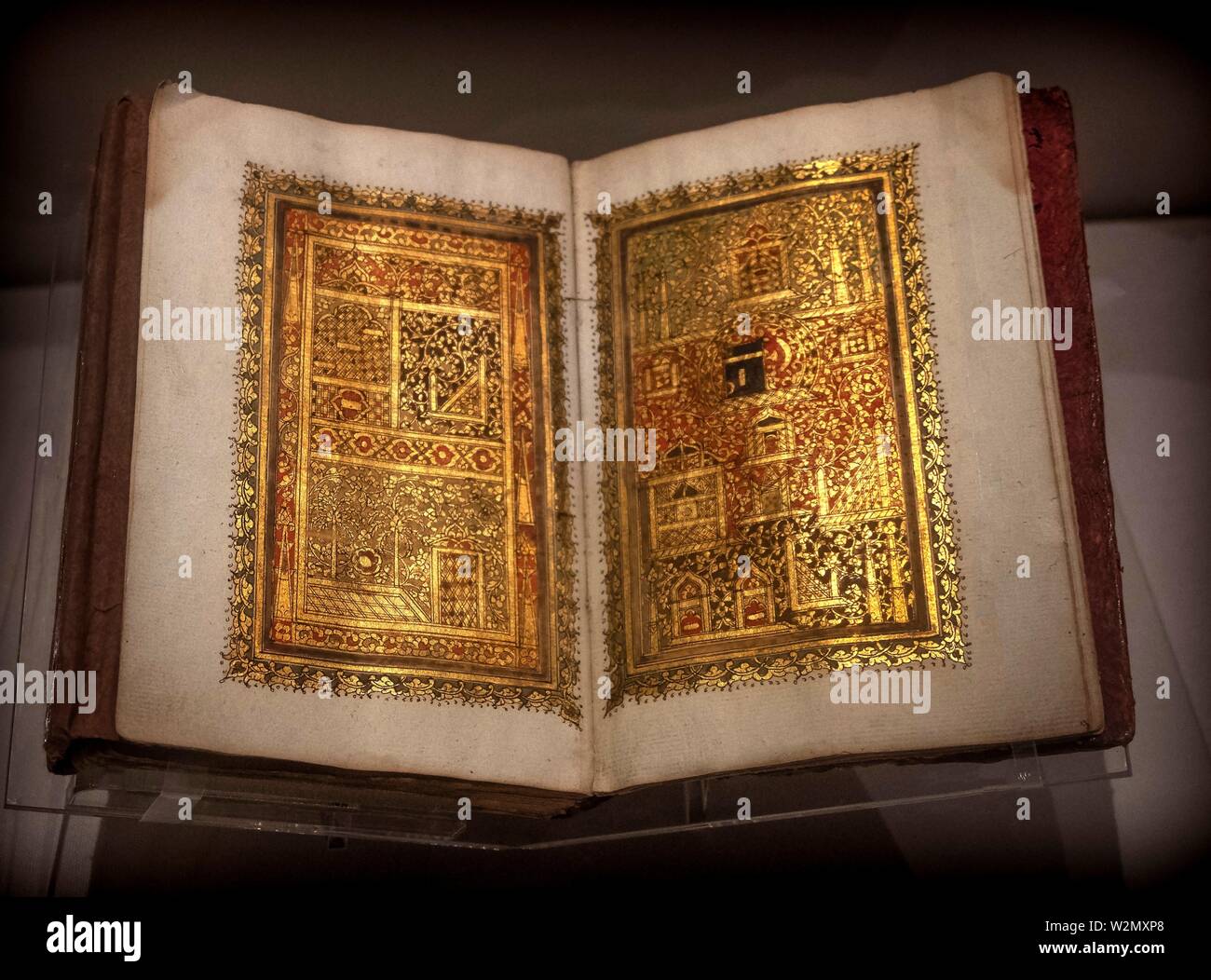 Singapour, Musée des Civilisations Asiatiques-.Dala'íl al-Khayrat (Guide à l'amour).(composé au Maroc par l'Imam al-Jazuli (mort en 1465), péninsule Malaise, Banque D'Images