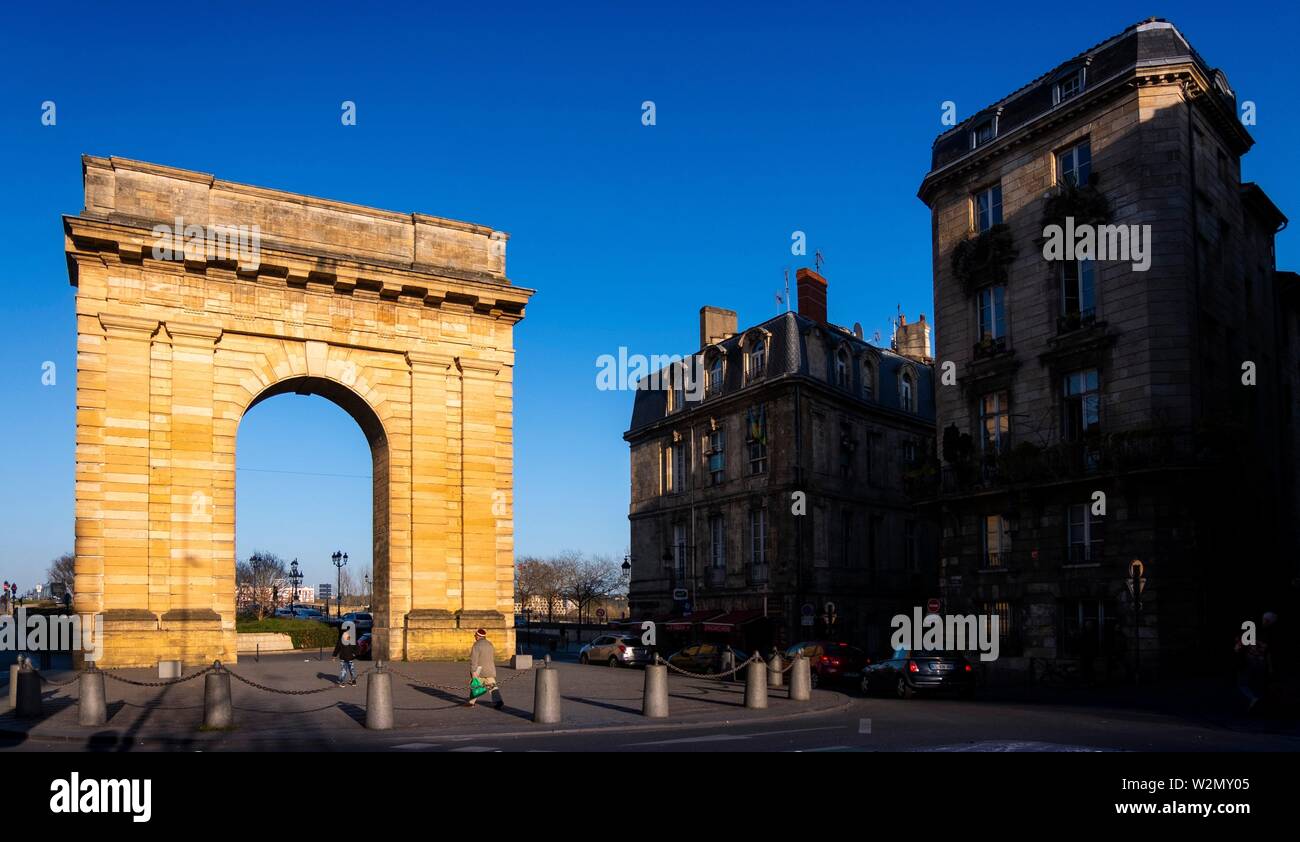 Nouvelle France, Aquitaine, Gironde, 'Porte de Bourgogne' gate, à Bordeaux. Banque D'Images