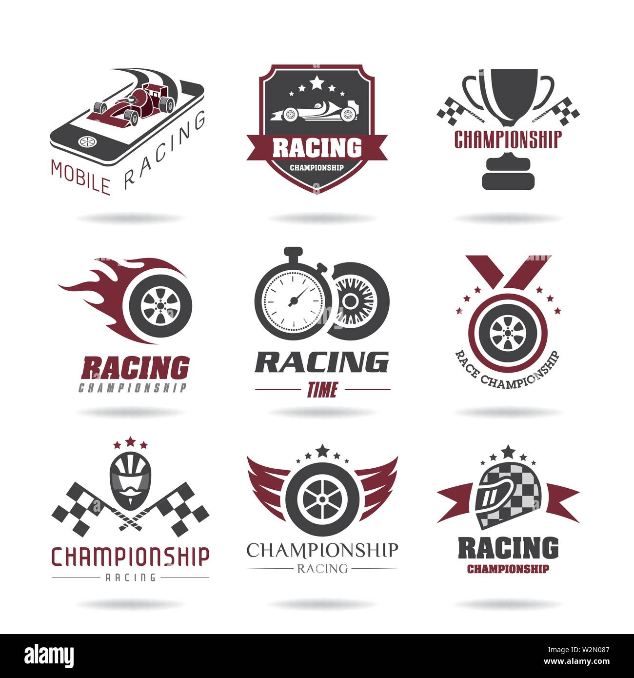 La Formule 1 jeu d'icônes, des légendes du sport et d'autocollants Illustration de Vecteur