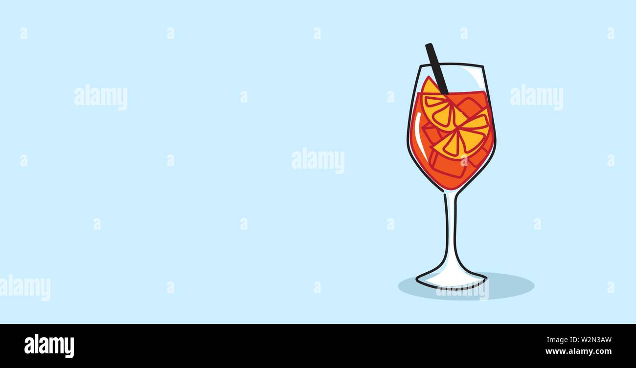 Verre de cocktail de fruits orange juteuse d'été avec de la glace de l'alcool boire concept rafraîchissant horizontale doodle croquis Illustration de Vecteur