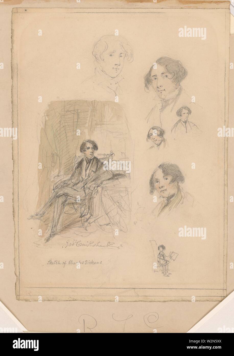 Cruikshank, George. [Portrait : Dickens, Charles]. Charles Dickens recueil d'articles et ouvrages illustrés Portraits Portraits. Date de création : 1837 Banque D'Images