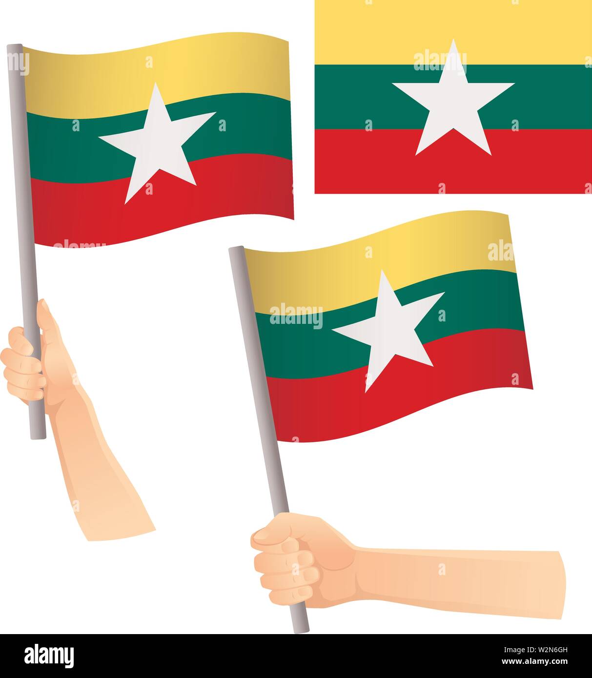 Myanmar drapeau dans la main. Contexte patriotique. Drapeau national du Myanmar vector illustration Illustration de Vecteur