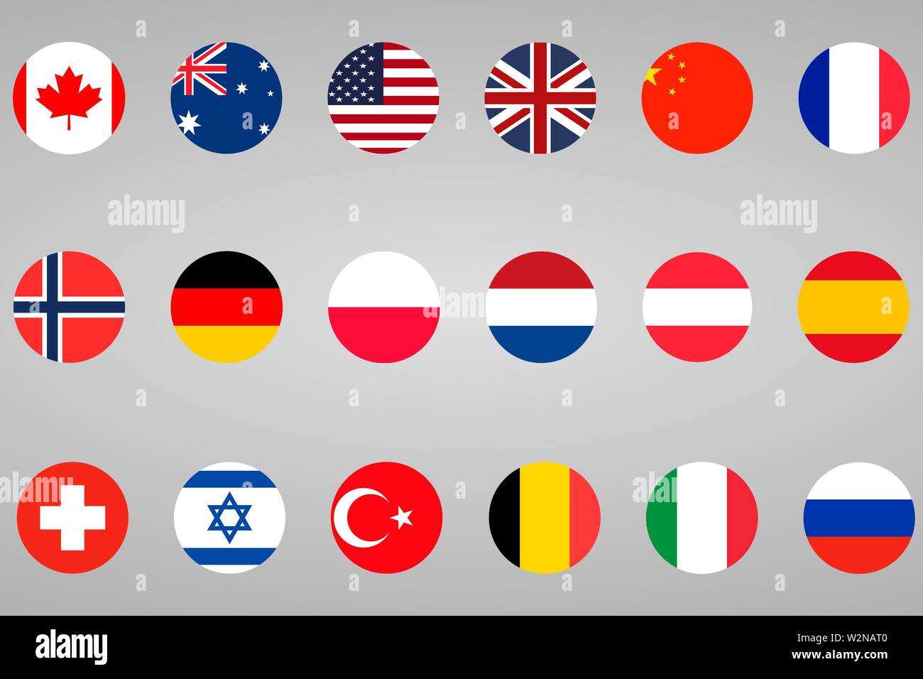 18 drapeaux différents pays ont mis en cercle Illustration de Vecteur