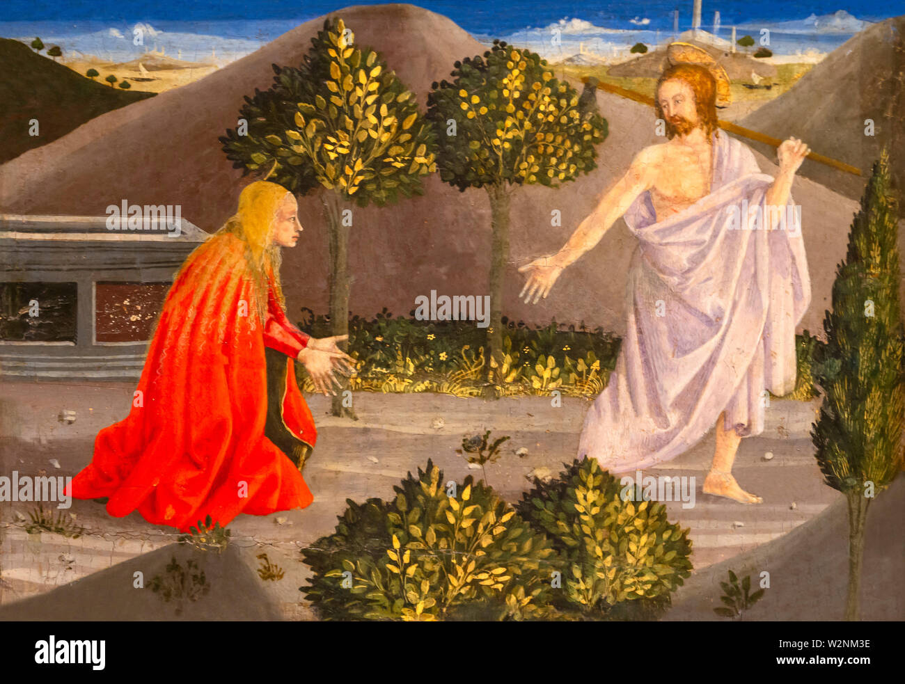 Noli me tangere, me touche pas, prédelle, Giuliano Amadei, Polyptique de la Misericordia, Piero della Francesca, 1445-1462, Museo Civico, Sansepolcro, Banque D'Images