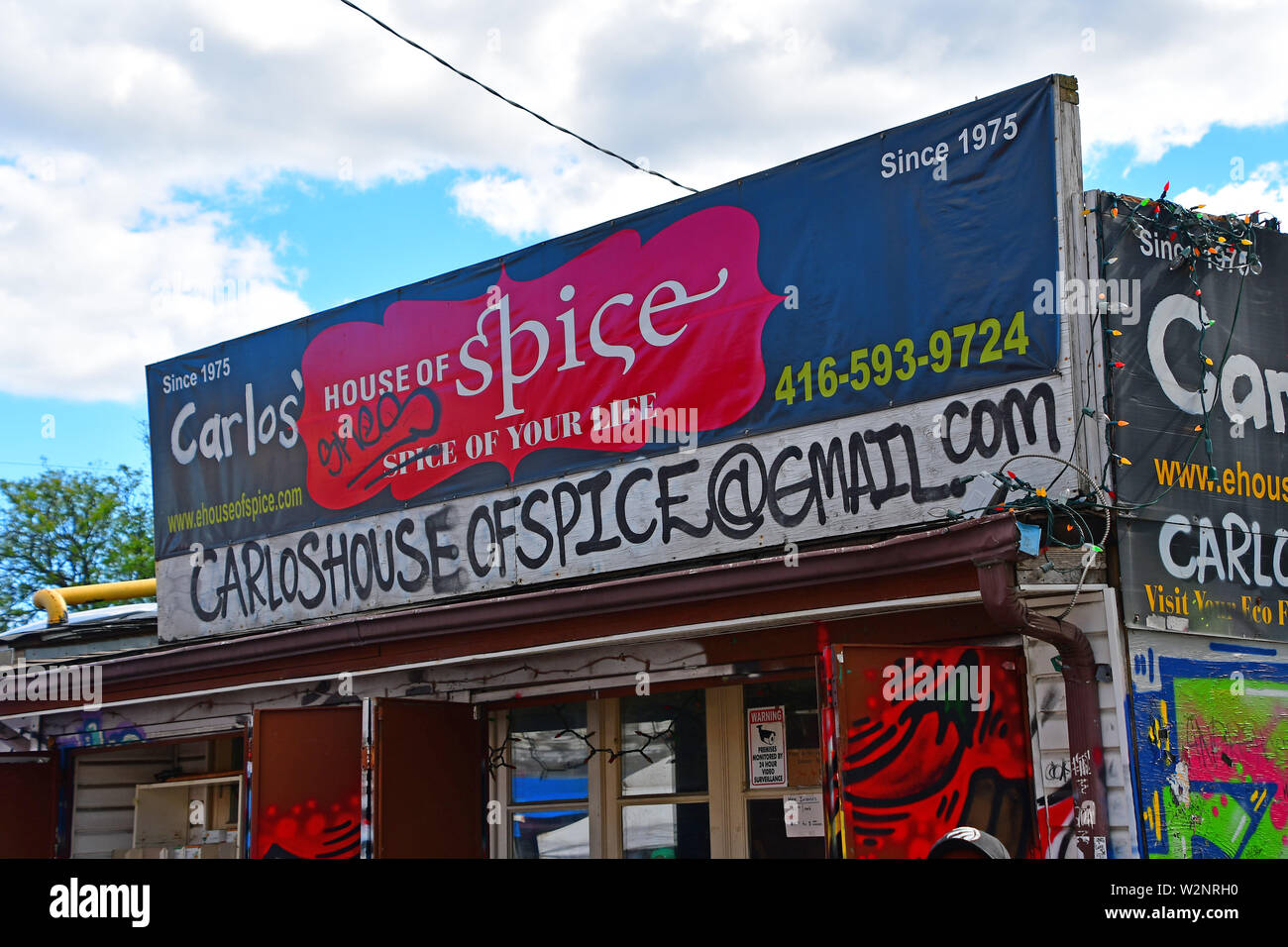 Scène de la zone piétonne de la Kensington Market salon de Toronto, Canada Banque D'Images