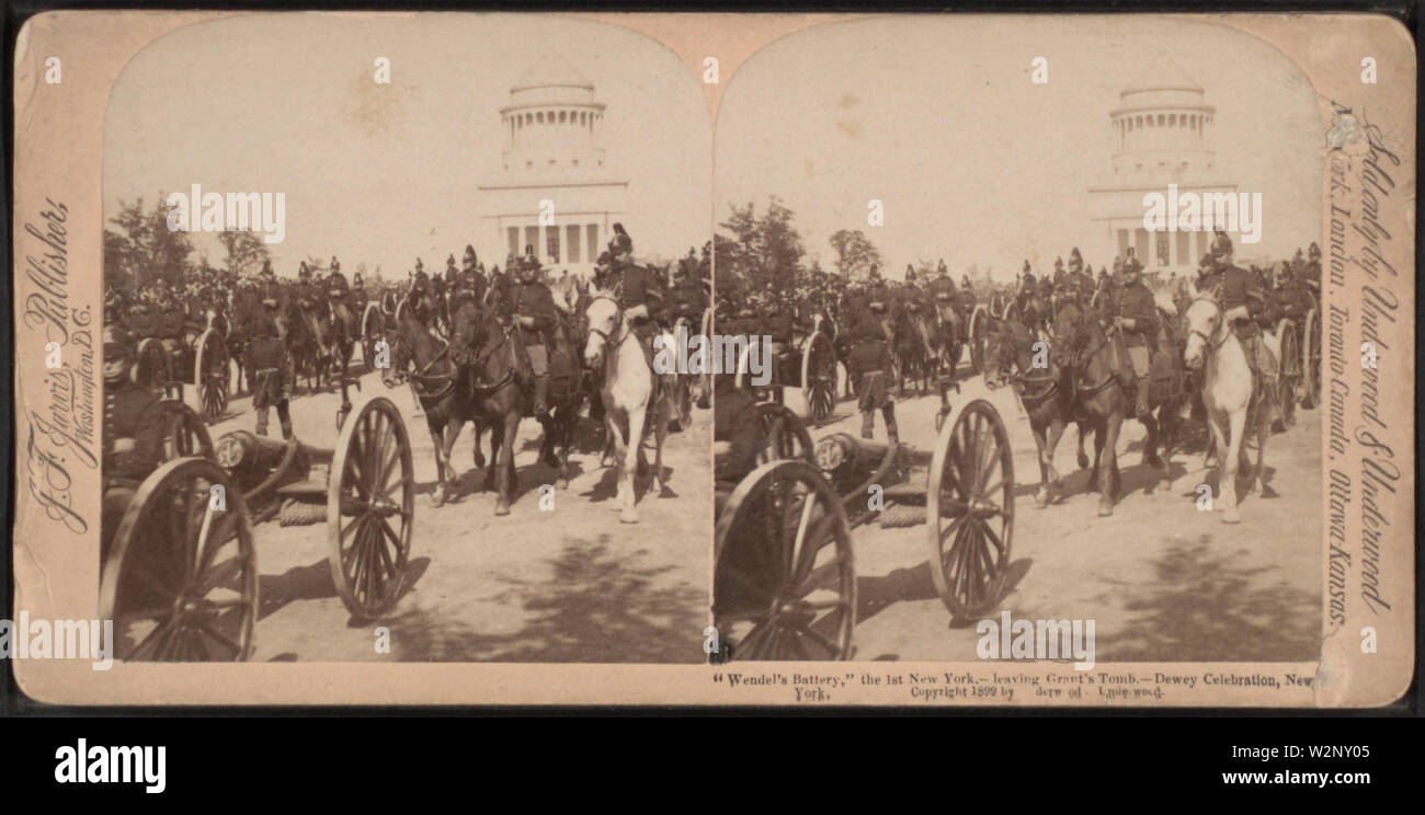 'La batterie de Wendel,' la 1ère New York, laissant Grant's Tomb, célébration de Dewey, New York, à partir de Robert N Dennis collection de vues stéréoscopiques Banque D'Images
