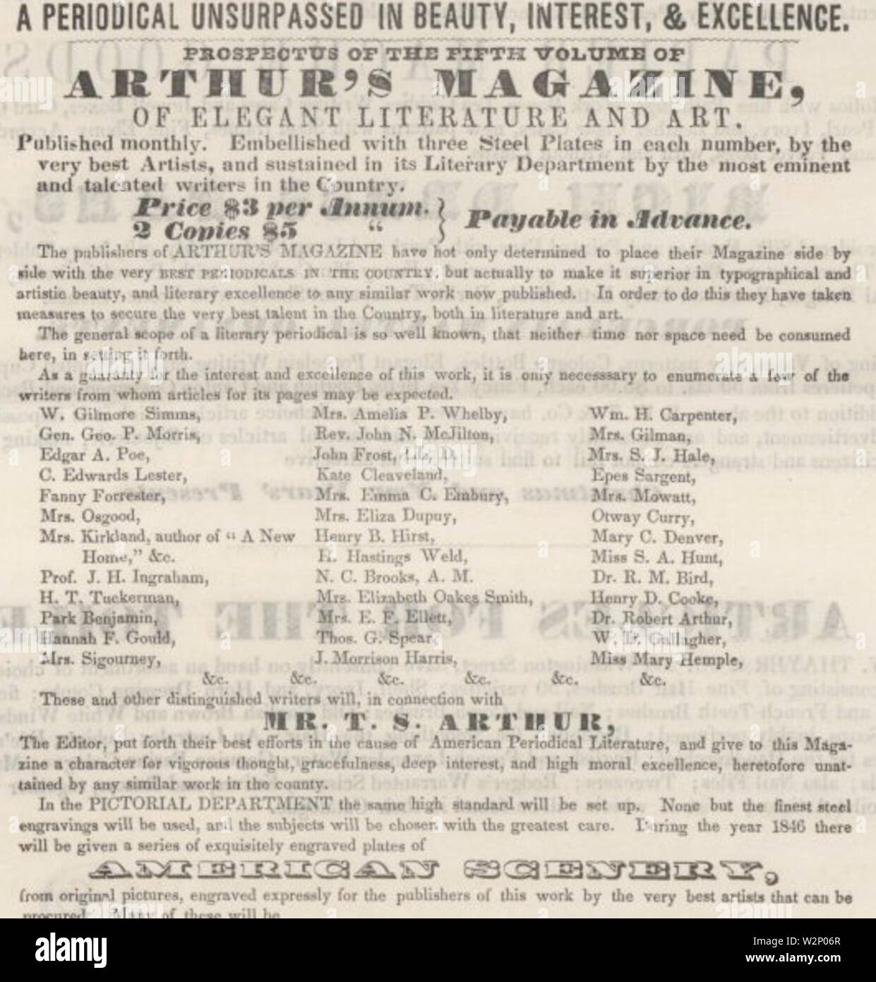 ArthursMagazine 1845 prospectus v5 Banque D'Images