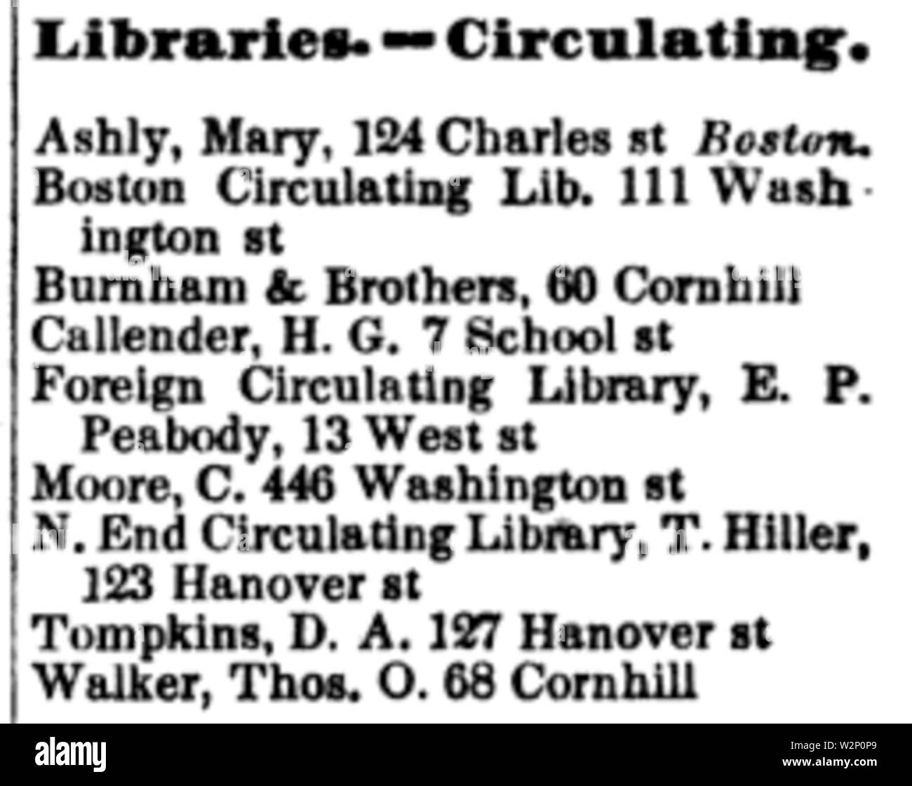Bibliothèques MassachusettsDirectory 1850 Boston Banque D'Images