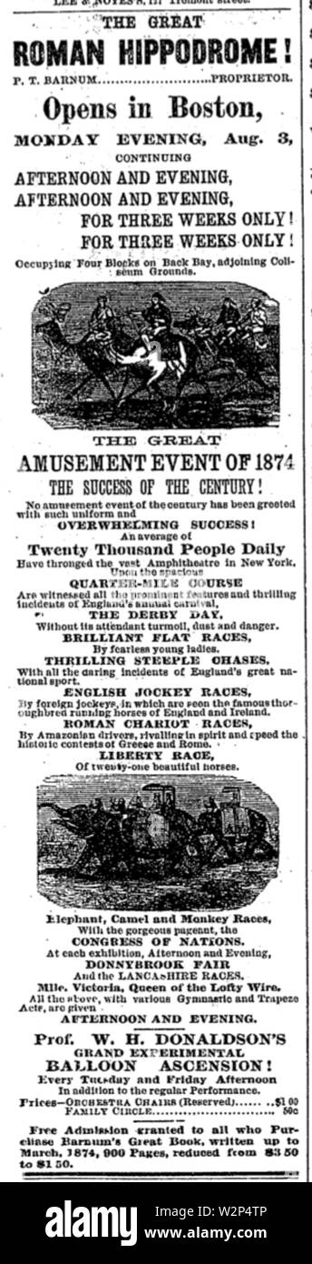 Hippodrome 1874 BostonDailyGlobe BackBay31 juillet Banque D'Images