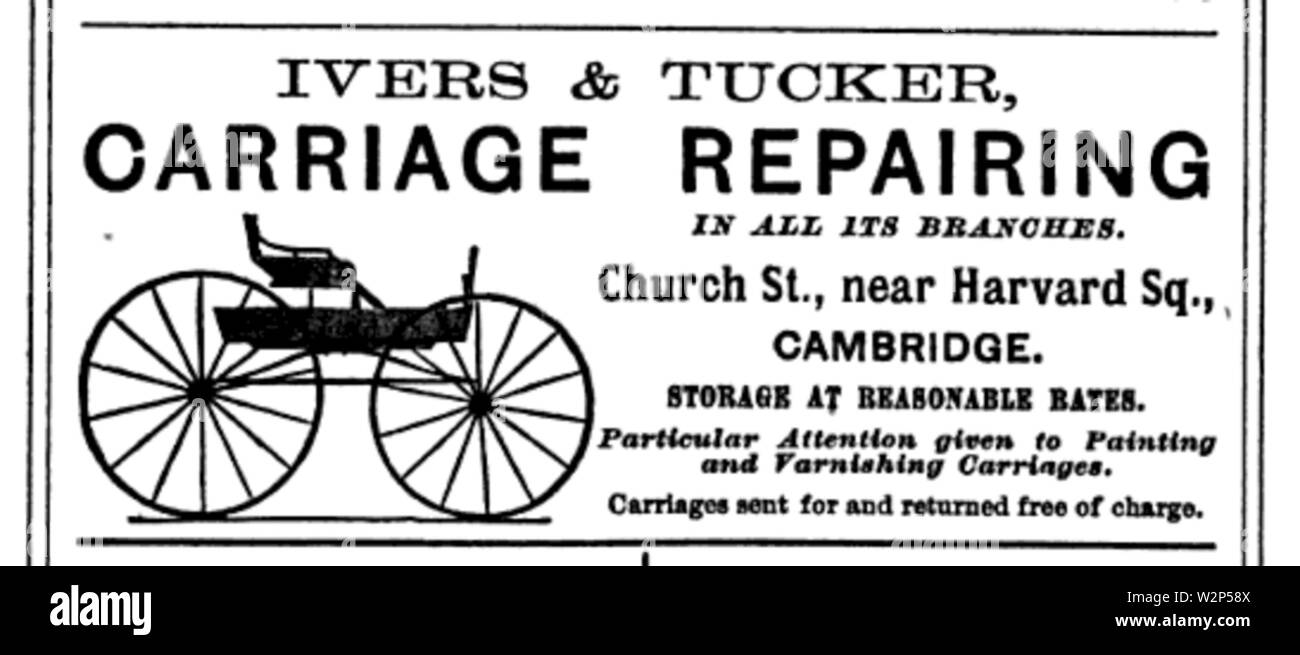 1878 Annonce Ivers Cambridge Massachusetts Banque D'Images