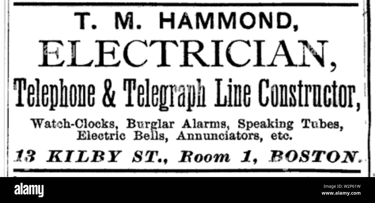 Téléphone 1883 BostonAlmanac électricien Banque D'Images