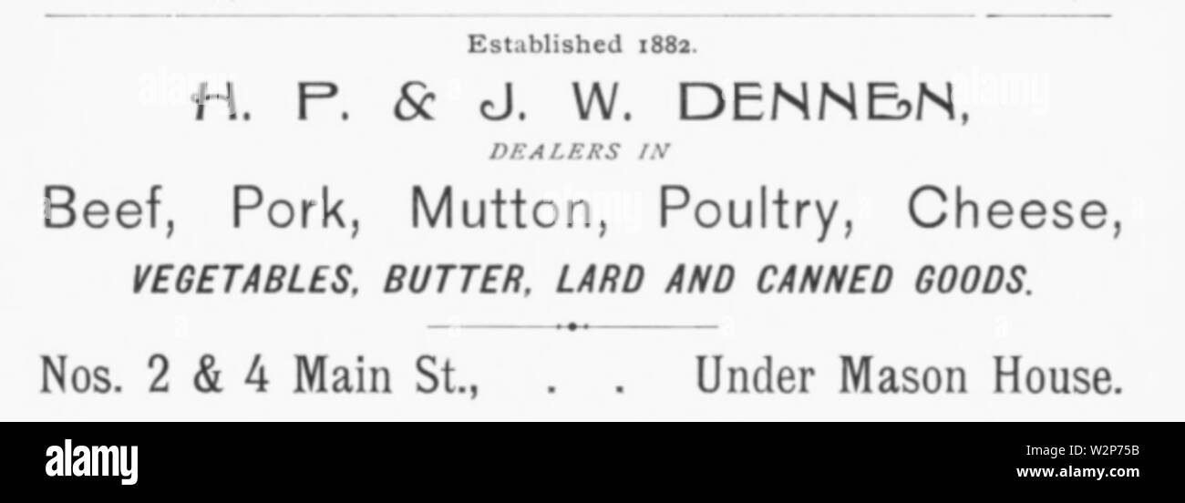 1892 Dennen annonce no2 Main Street USA Massachusetts Gloucester Banque D'Images