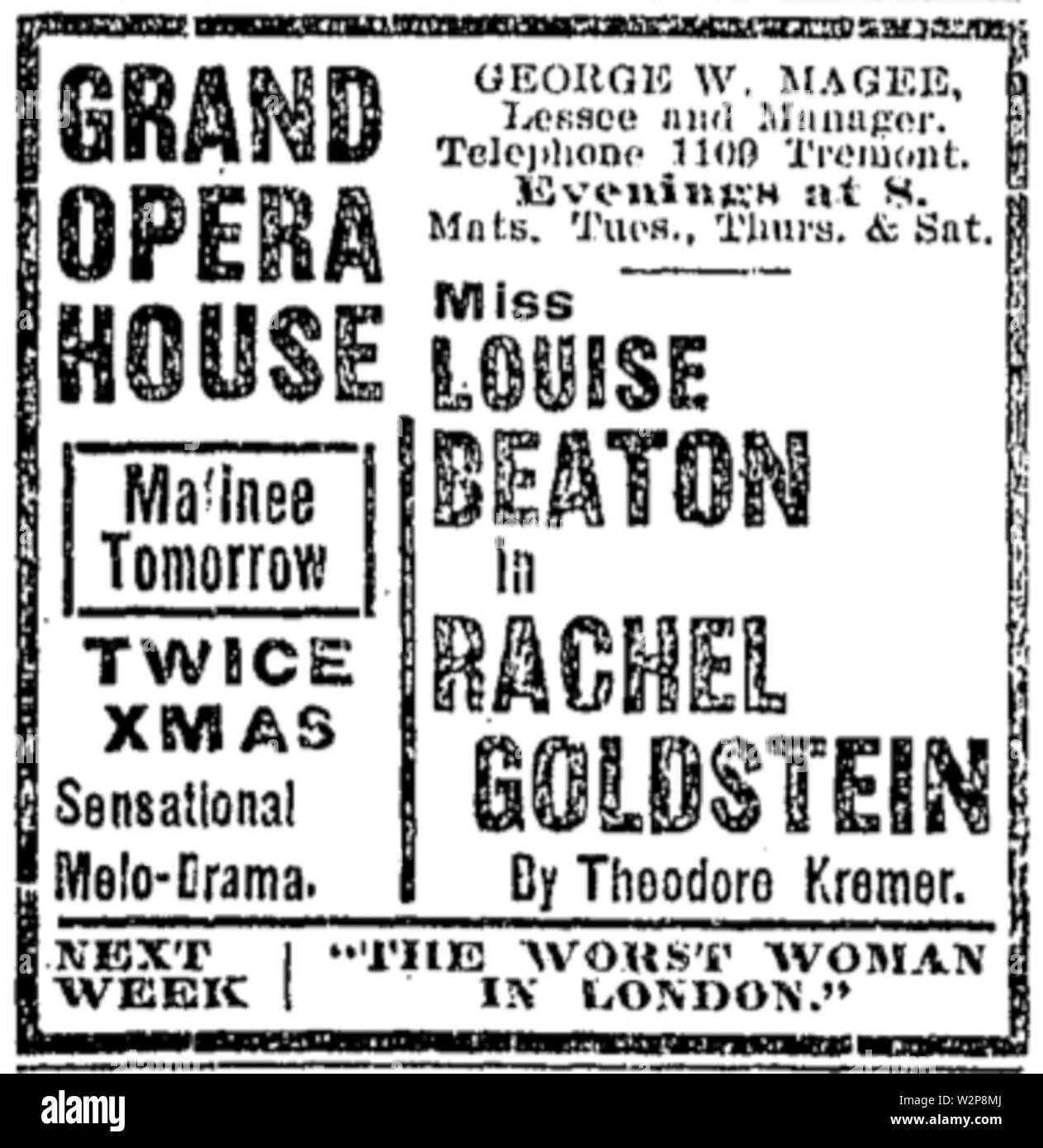 1903 GrandOperaHouse BostonGlobe Dec21 Banque D'Images