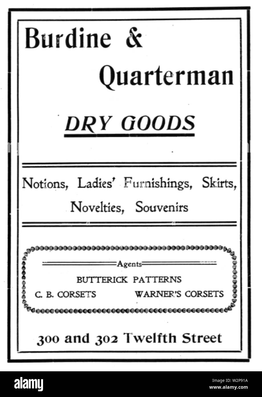 1905 Burdine et Quarterman annonce 12ème rue à Miami en Floride Banque D'Images