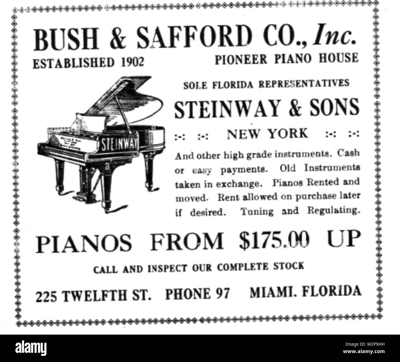 1911 Bush et Safford annonce 12ème rue à Miami en Floride Banque D'Images