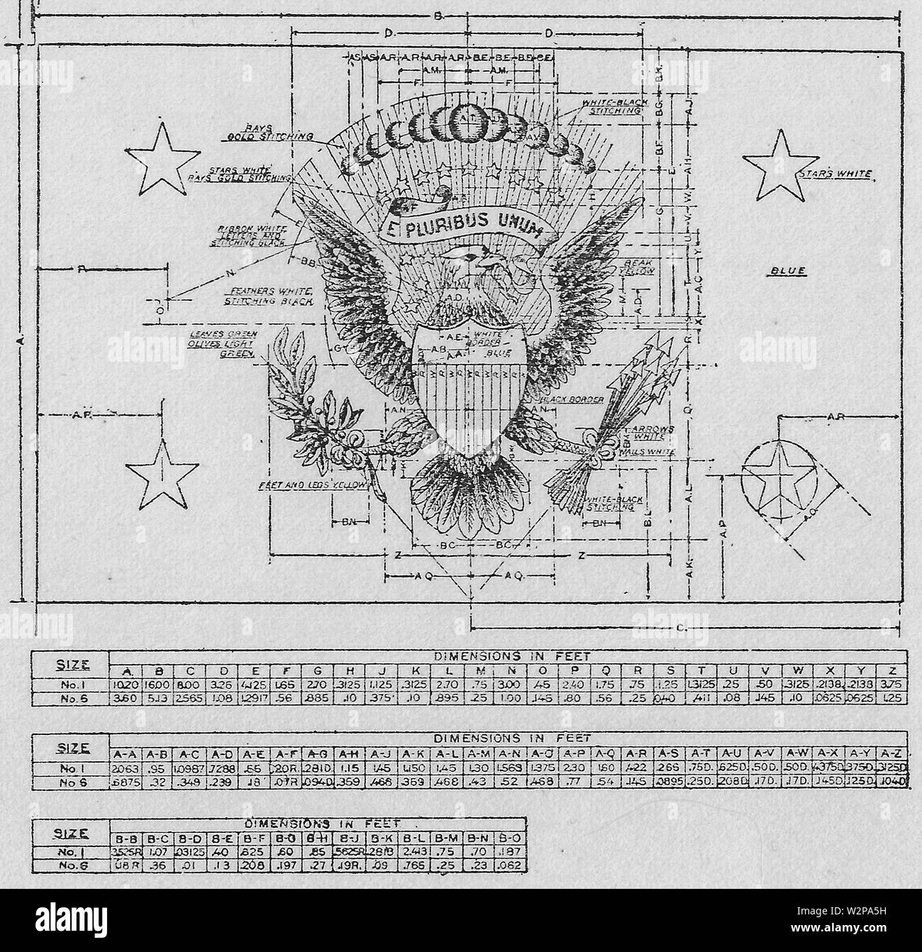 1916 US President's flag spec 600dpi Banque D'Images