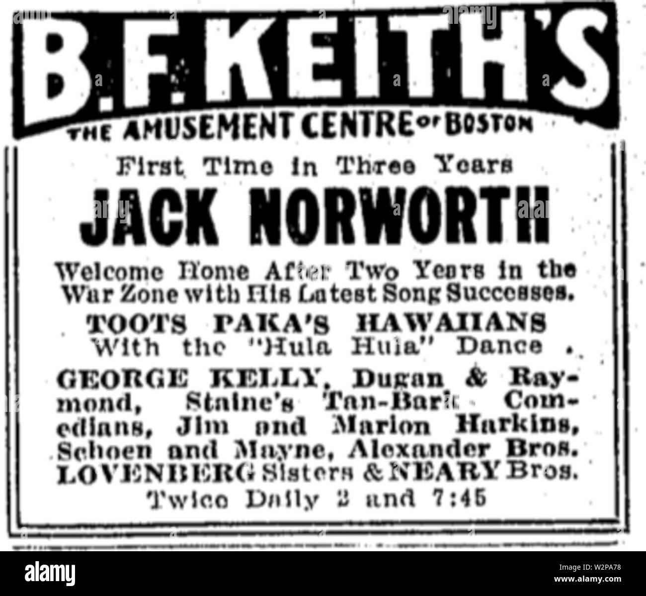 1916 théâtre Keiths BostonGlobe Oct2 Banque D'Images