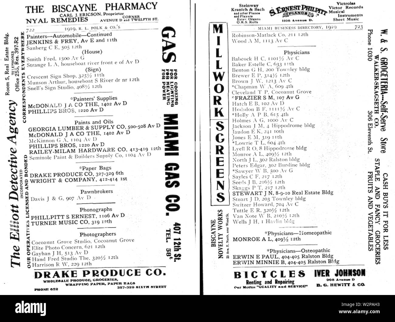 Les photographes 1919 Miami Florida city directory Banque D'Images