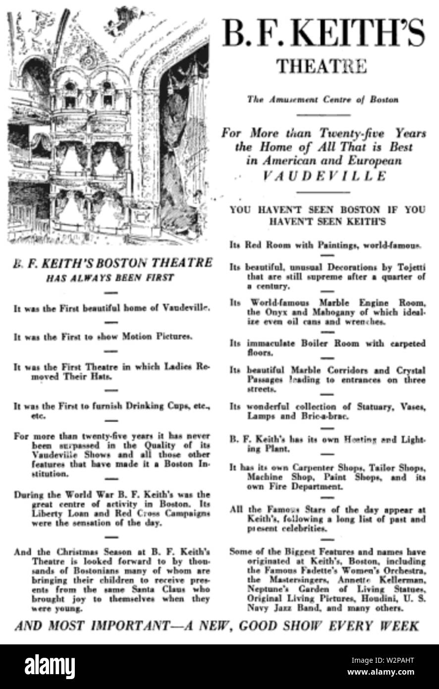Annonce KeithsTheater HarvardAdvocate 1919 Boston v106 no6 Banque D'Images