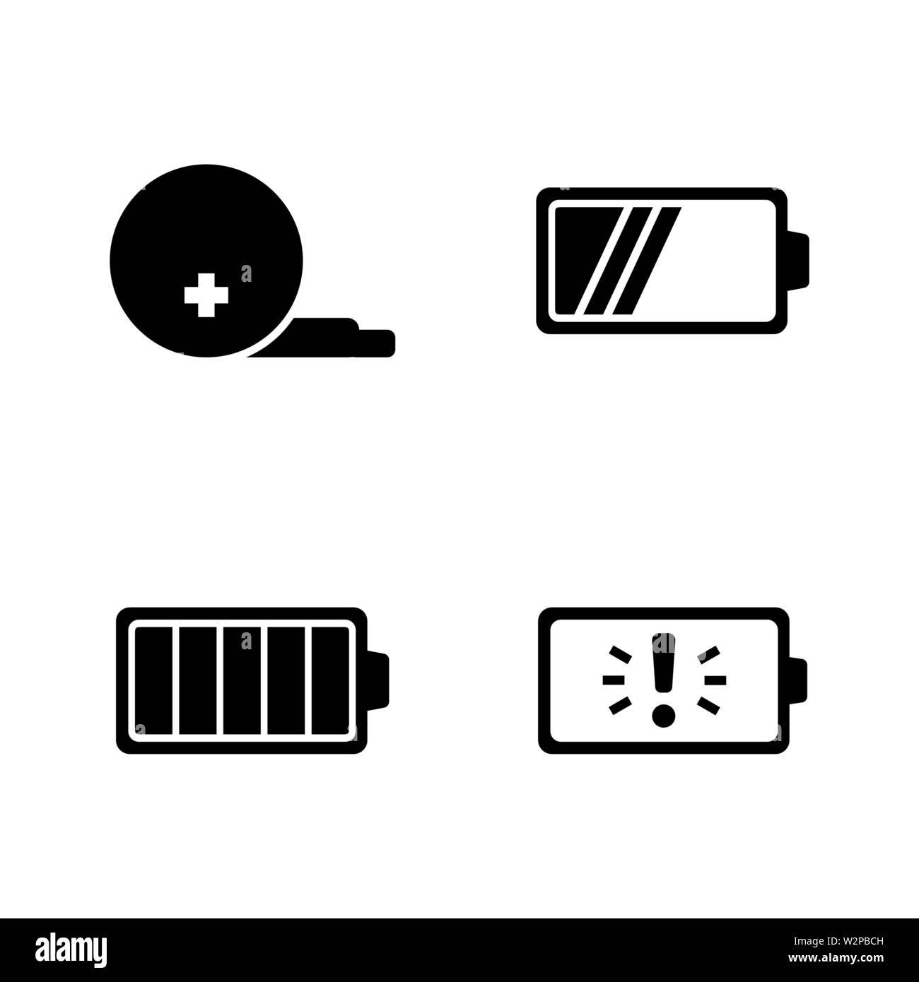 La batterie. Les simples Vector Icons Set pour la vidéo, les applications mobiles, sites Web, projets d'impression et de votre conception. Illustration plat noir sur blanc Backgroun Illustration de Vecteur