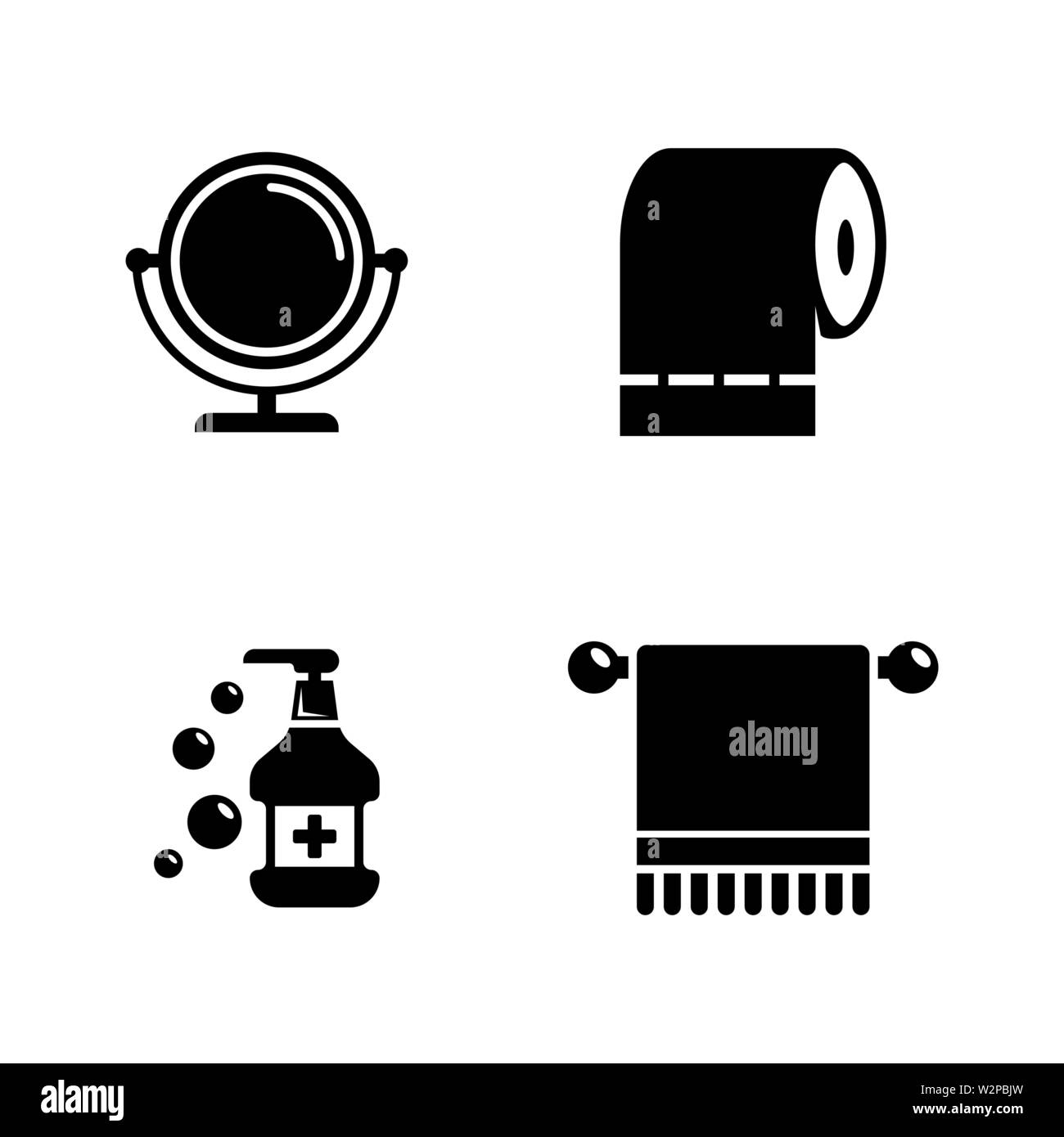 Lutte de l'hygiène. Les simples Vector Icons Set pour la vidéo, les applications mobiles, sites Web, projets d'impression et de votre conception. Illustration plat noir sur blanc Bac Illustration de Vecteur