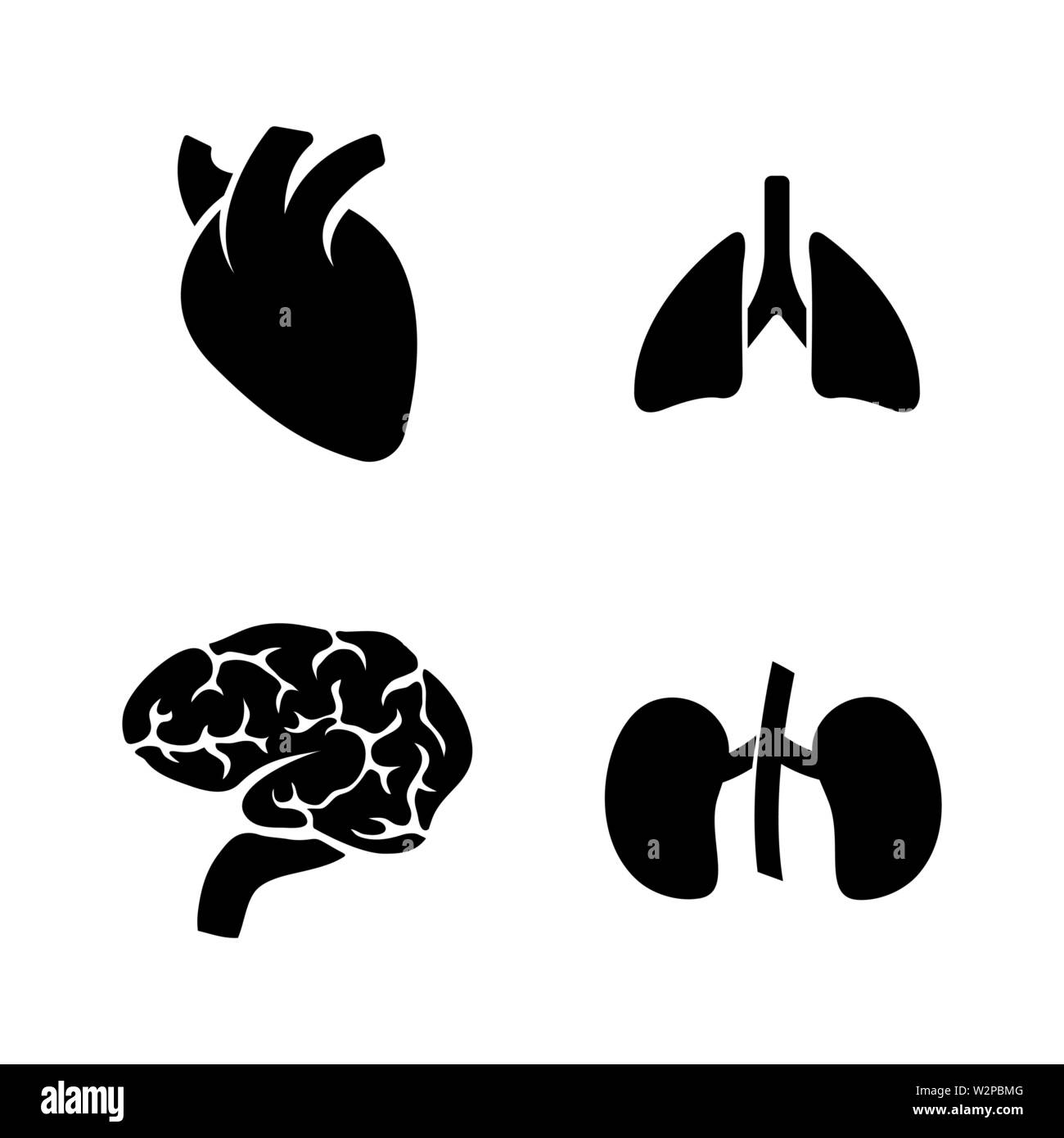 Les organes humains. Les simples Vector Icons Set pour la vidéo, les applications mobiles, sites Web, projets d'impression et de votre conception. Illustration plat noir sur blanc Retour Illustration de Vecteur