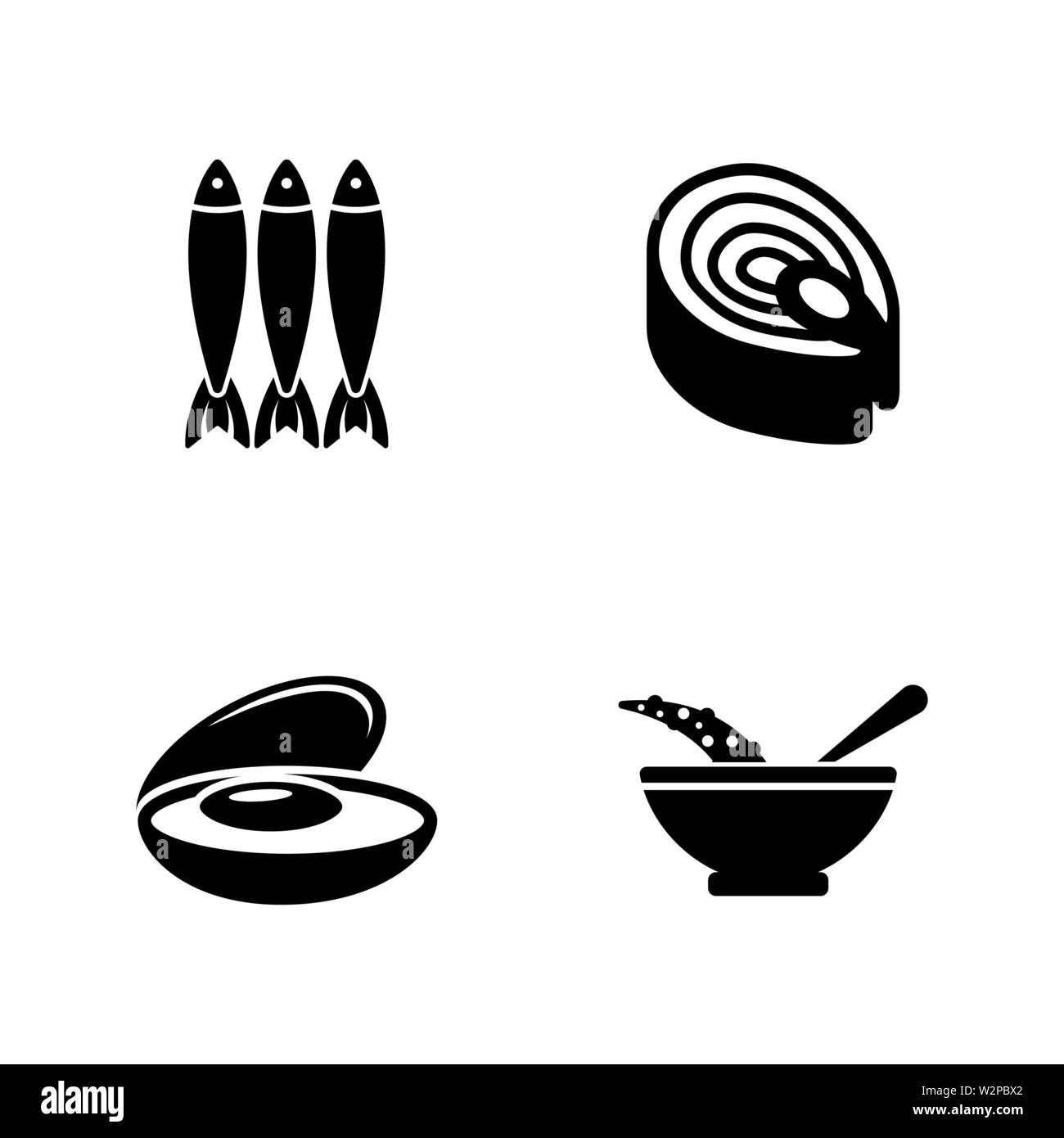 Plat de poisson. Les simples Vector Icons Set pour la vidéo, les applications mobiles, sites Web, projets d'impression et de votre conception. Illustration plat noir sur White Background Illustration de Vecteur