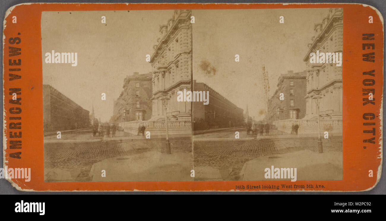 La 34e rue à l'ouest à partir de la 5ème Avenue, à partir de Robert N Dennis collection de vues stéréoscopiques 2 Banque D'Images
