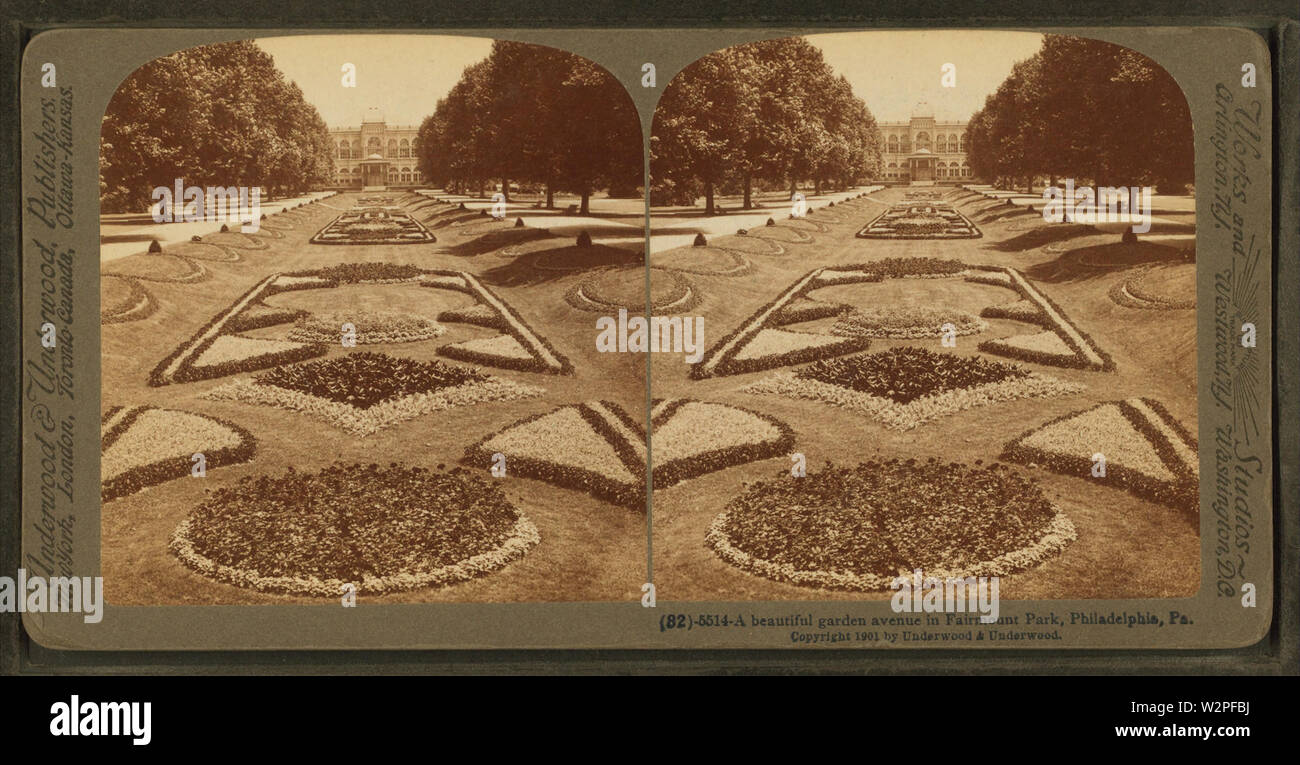 Un beau jardin avenue à Fairmount Park, Philadelphie, PA, à partir de Robert N Dennis collection de vues stéréoscopiques 2 Banque D'Images