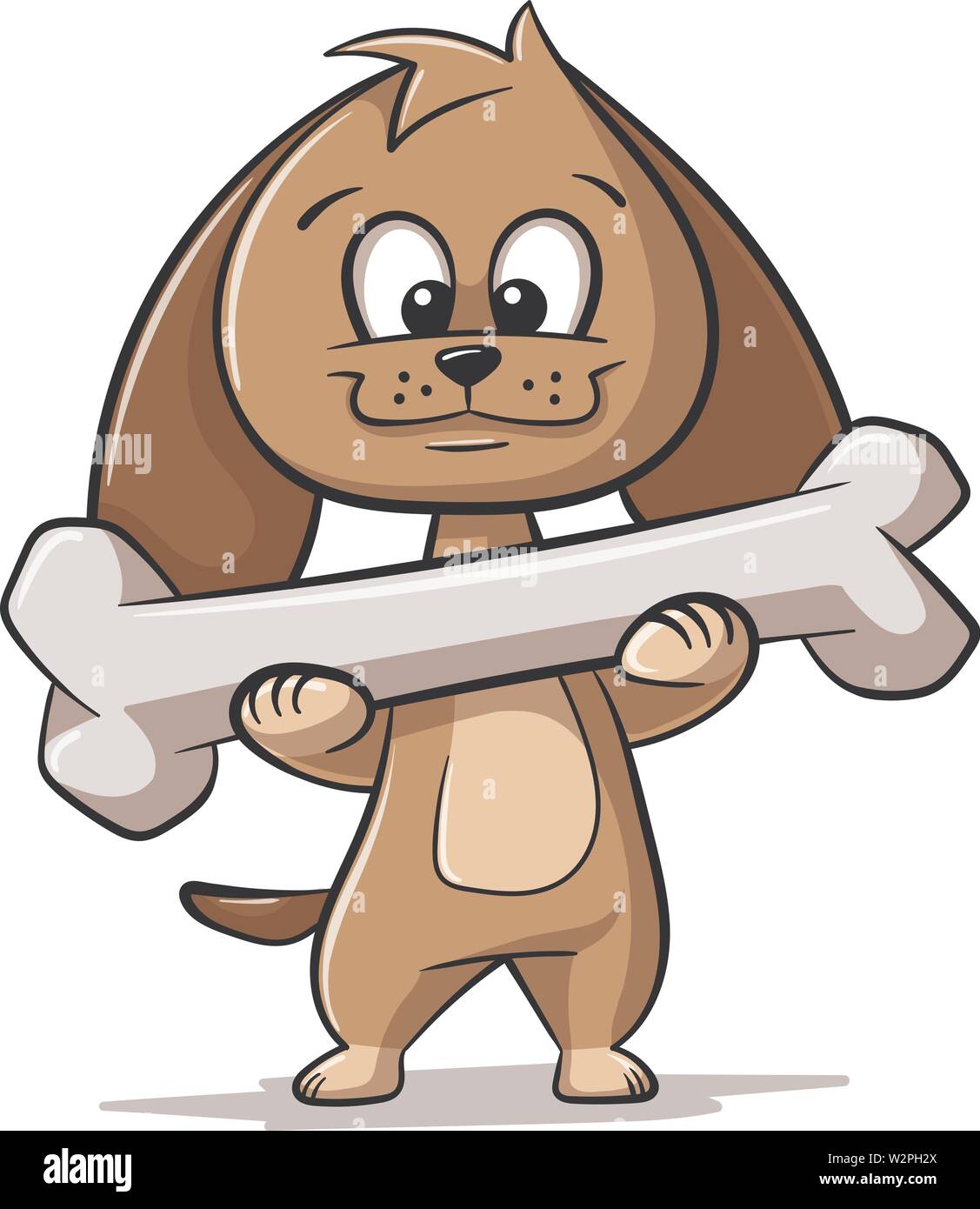 Caricature de coupe avec de l'os de chien. Part attirer l'illustration vectorielle. Illustration de Vecteur