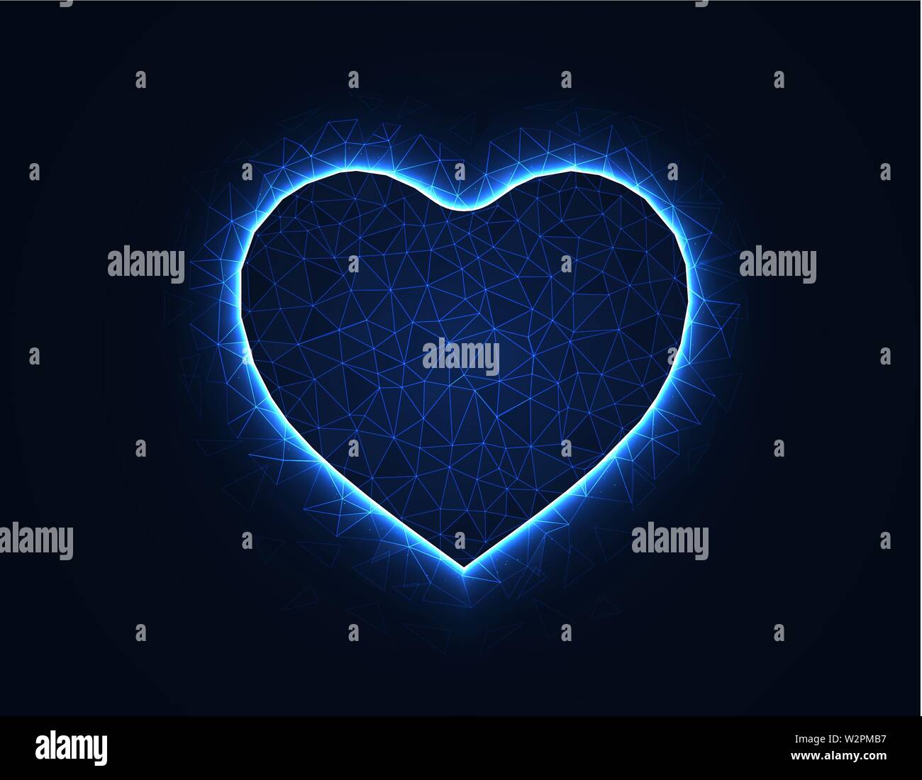 Le symbole de coeur magic poly faible, modèle polygonal amour wireframe vector illustration sur fond bleu foncé Illustration de Vecteur