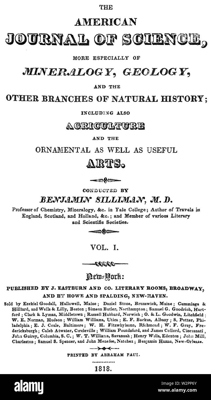 American Journal of Science 1 page de titre Banque D'Images