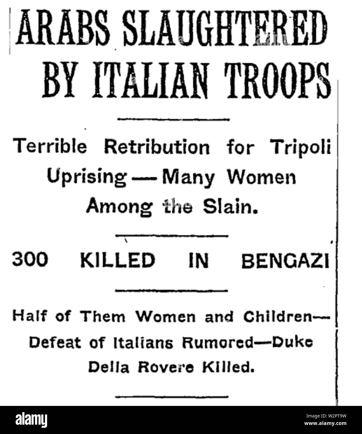Les Arabes massacrés par les Italiens New York Times Banque D'Images