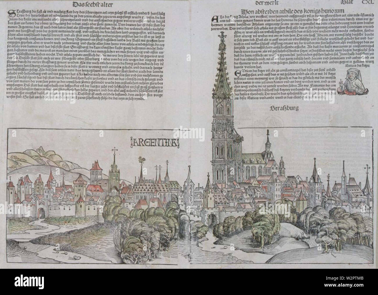L'Argentine, Schedel, 1493 couleur Banque D'Images L'Argentine, Schedel, 1493 couleur Banque D'Images