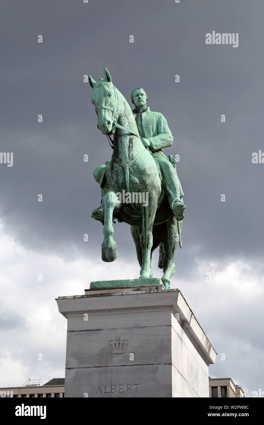 Statue d'Albert Ier, Roi des Belges, à Bruxelles, Belgique. Albert a