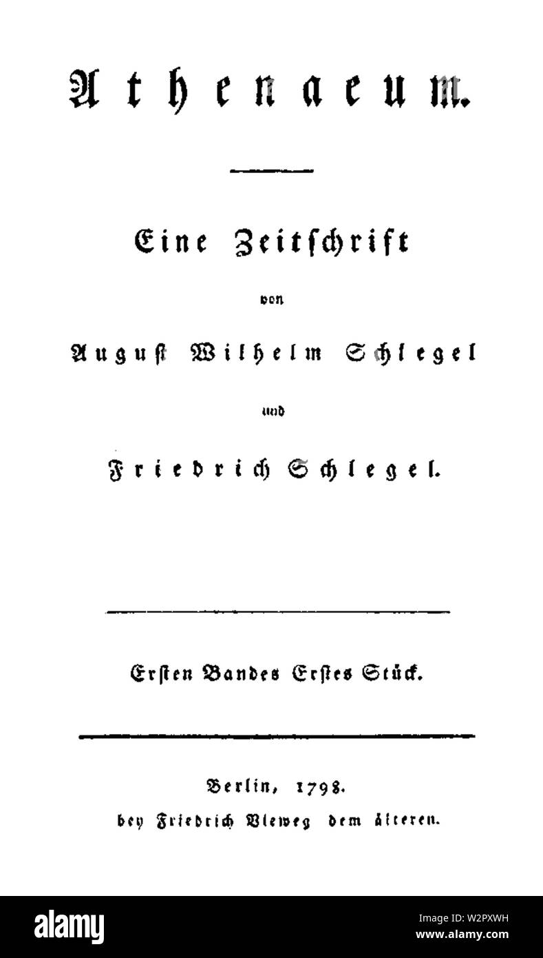 Athenaeum 1798 Titel Banque D'Images