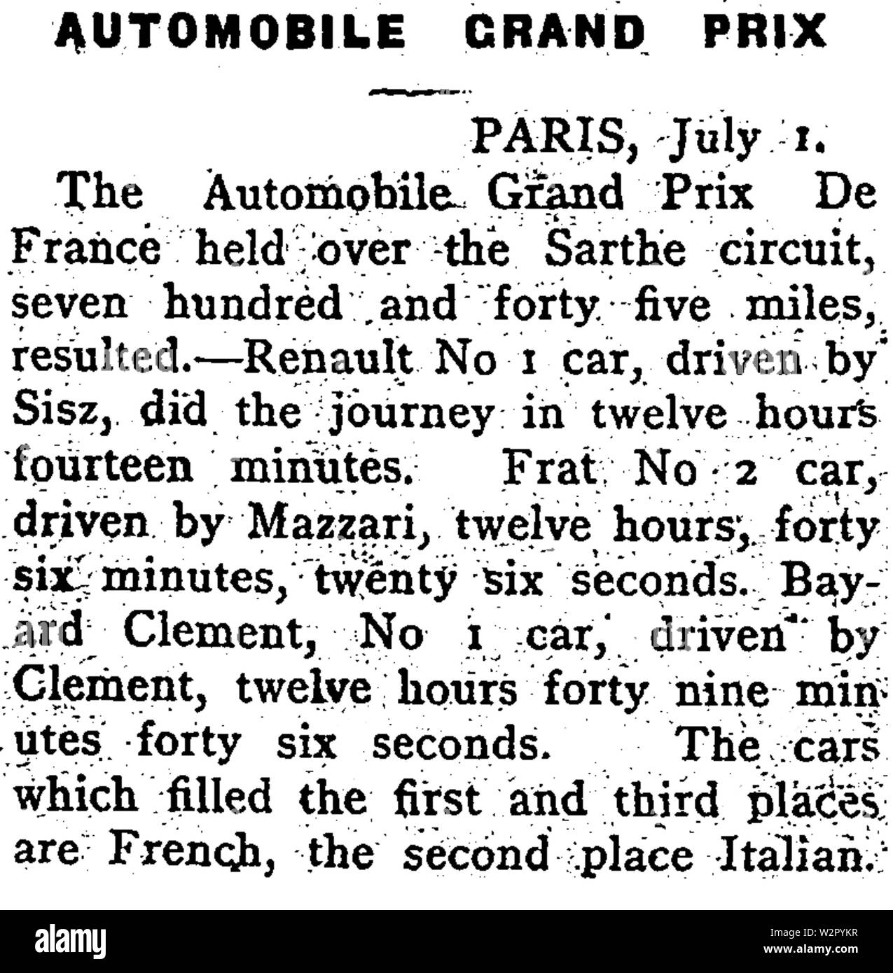 Grand Prix automobile 1906 Grey River Banque D'Images