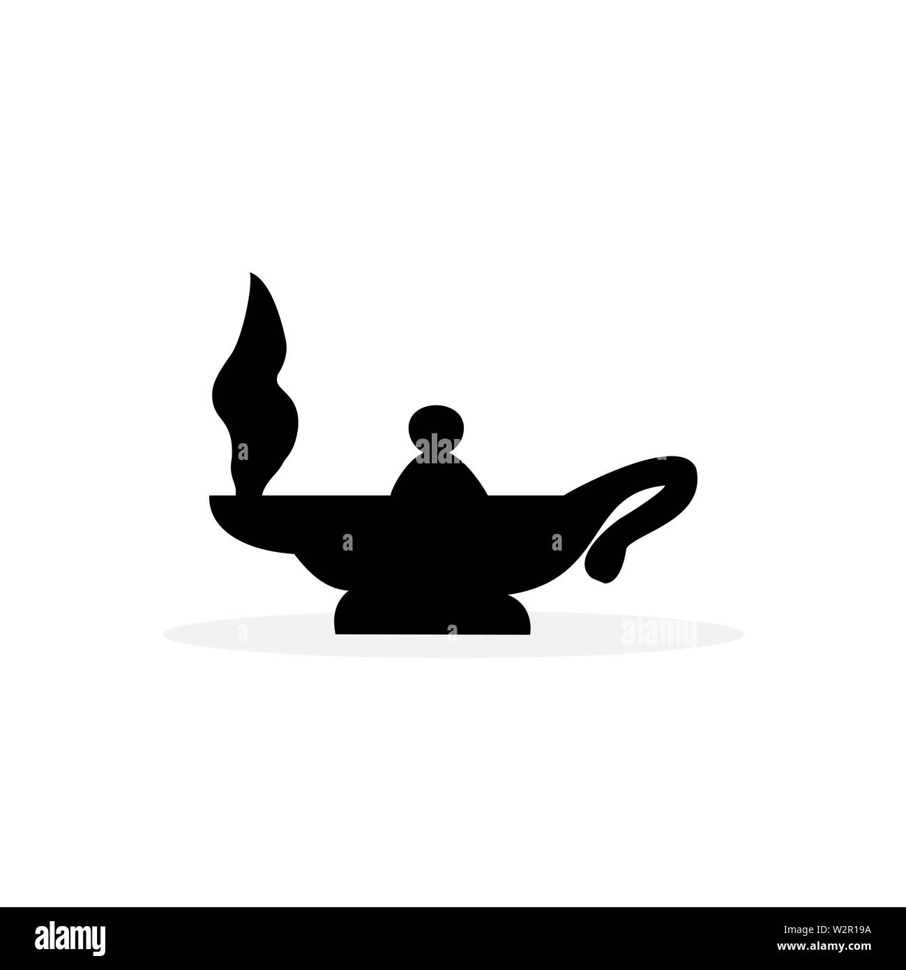 Lampe à huile magique dans l'icône de style plat vecteur pour l'APP, l'ASSURANCE-CHÔMAGE, sites Web. Icône noire illustration vectorielle. Banque D'Images