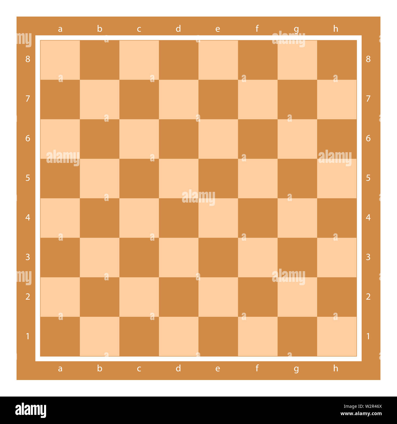 Brown Conseil d'Échecs Vue supérieure avec la notation algébrique, Vector Illustration. Le carrelage en échiquier. Banque D'Images