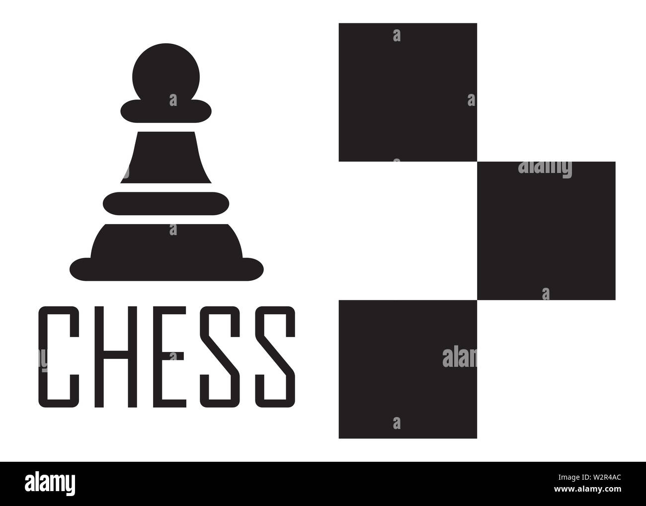 Logo d'échecs Concept avec damier. Vector Illustration d'échecs. Icônes d'Échecs noir. Banque D'Images