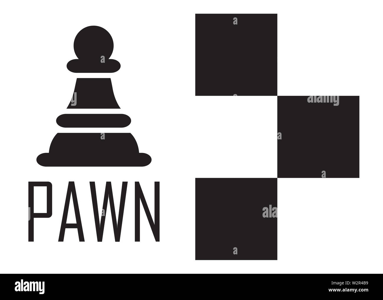 Logo d'échecs Concept avec damier. Vector Illustration d'échecs. Icônes d'Échecs noir. Banque D'Images