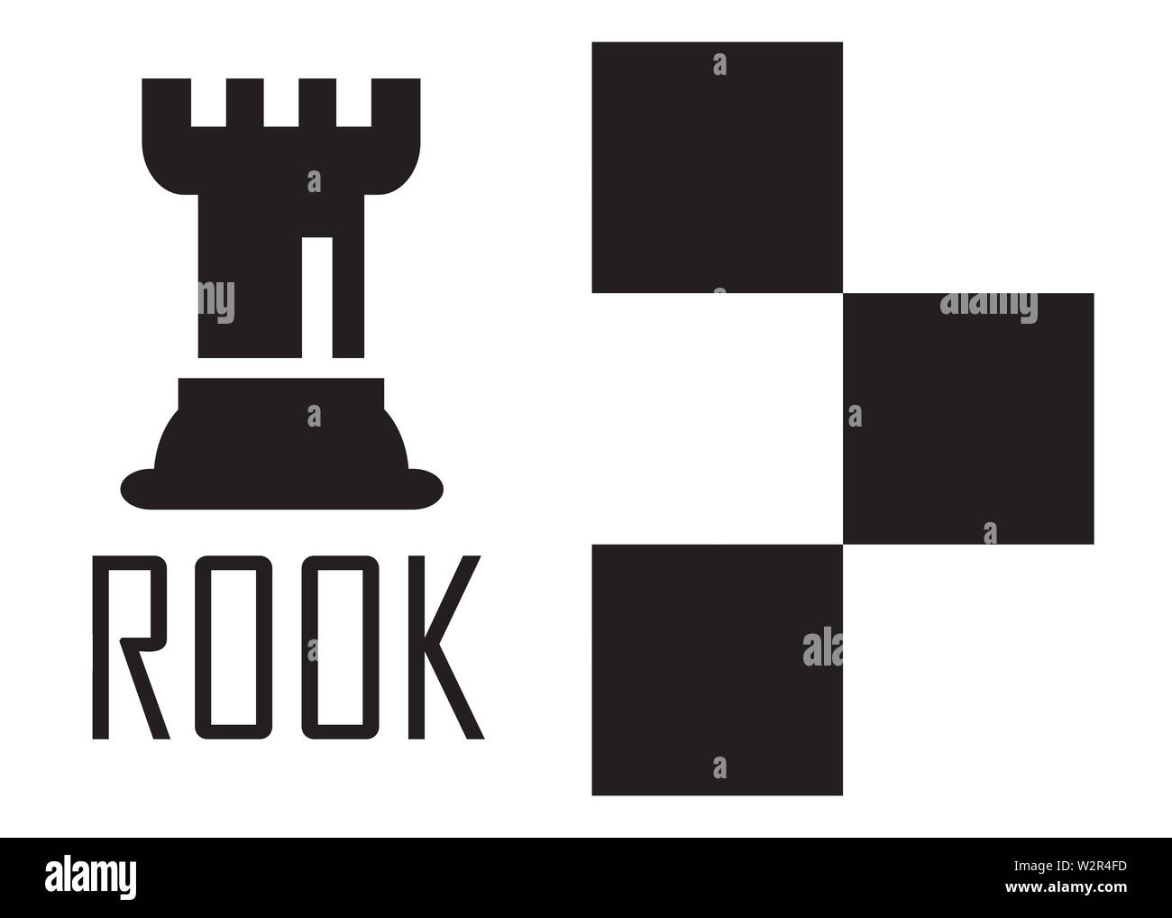 Logo d'échecs Concept avec damier. Vector Illustration d'échecs. Icônes d'Échecs noir. Banque D'Images