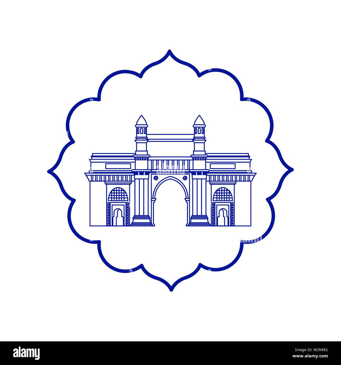 Édification de porte de l'Inde l'icône isolé Illustration de Vecteur