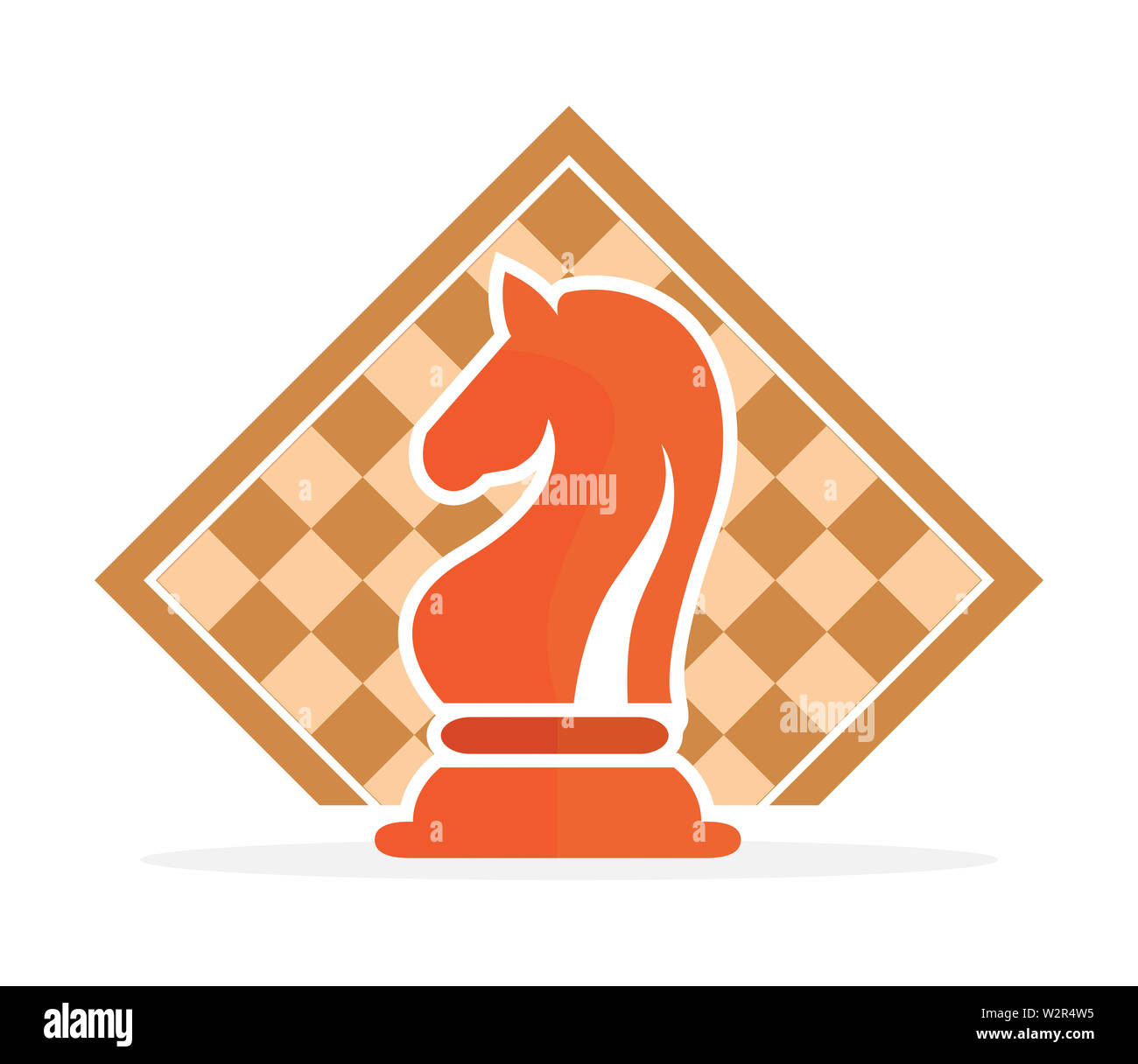 Concept de stratégie d'entreprise avec des chiffres sur un échiquier d'illustration vectorielle moderne. Les chiffres d'Échecs couleur Pièces Illustration. Banque D'Images